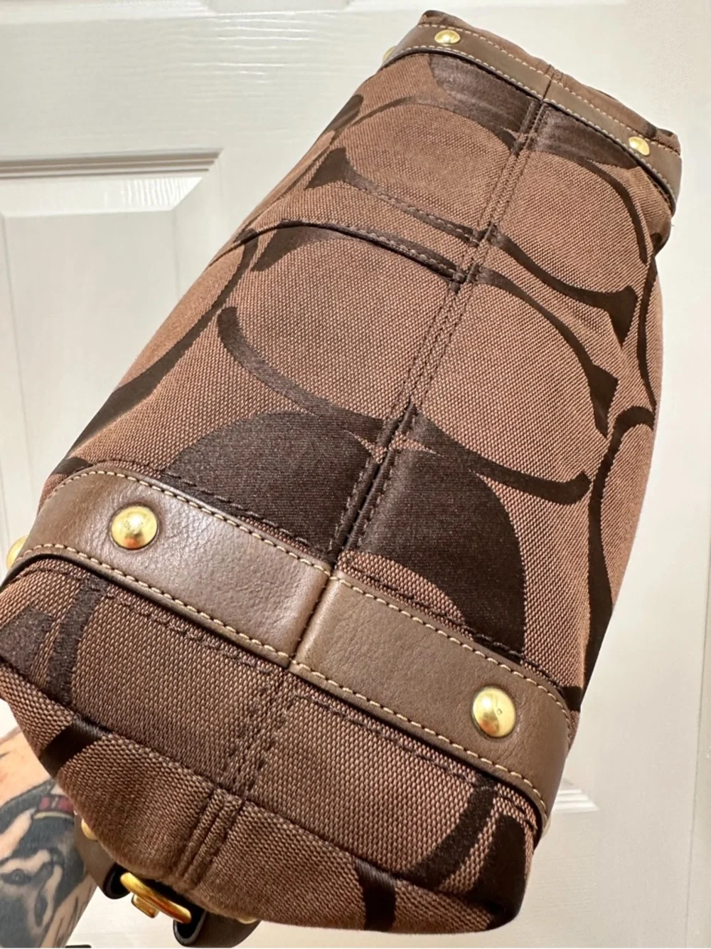 Coach Carly Large Hobo Bag Chocolate Signature Jacquard Mahogany NWOT